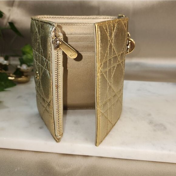 Authentic Dior Cannage Gold Wallet w/ Unbranded Conversion Chain - Picture 6 of 17